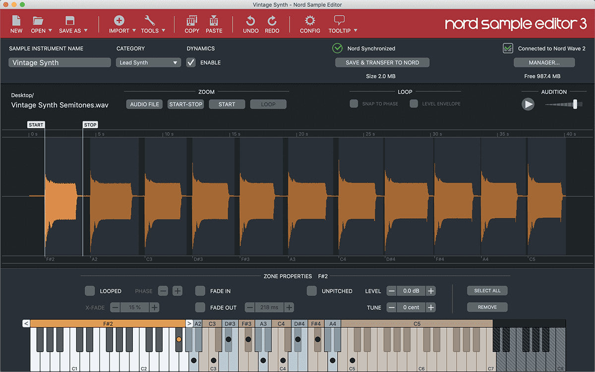 NORD-WAVE2  61 keyboard 4-part synthesizer