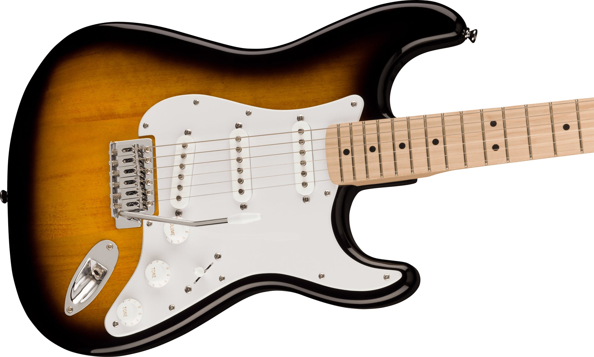 Squier Sonic® Stratocaster®, Maple Fingerboard, White Pickguard, 2-Color Sunburst